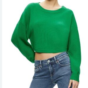 Alice + Olivia Green Crew Neck Sweater